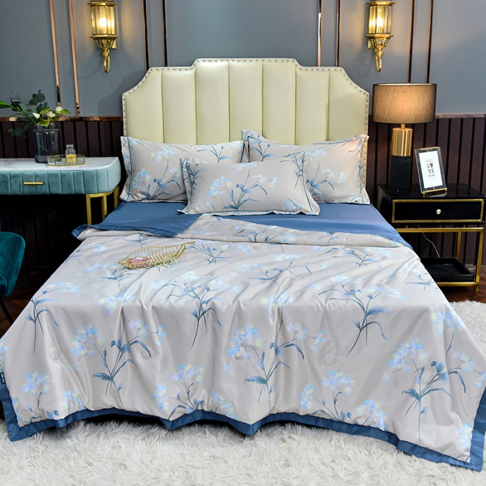 91家纺网 家纺一手货源 找家纺 梦柏 2022新款水洗天丝夏被四件套 暗香