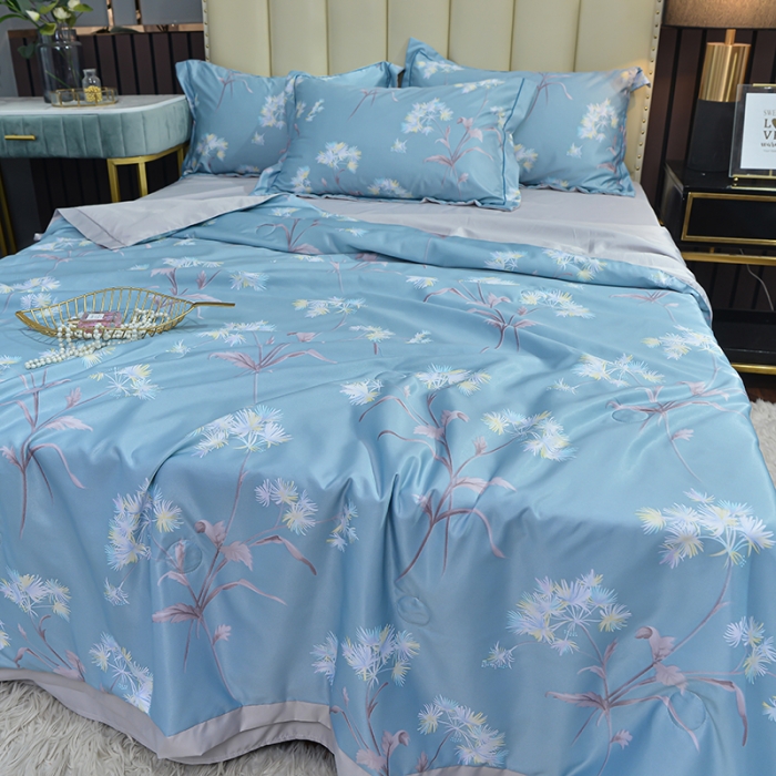 91家纺网 家纺一手货源 找家纺 梦柏 2022新款水洗天丝夏被四件套 初夏