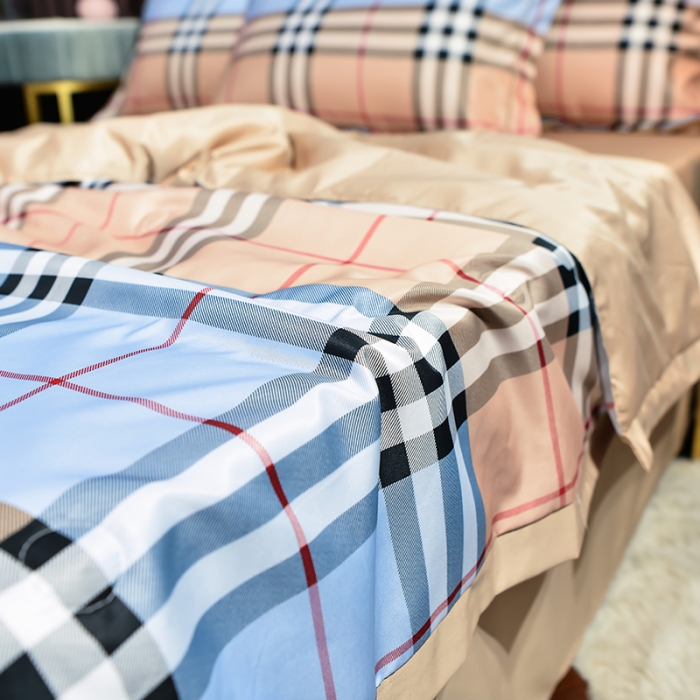 91家纺网 家纺一手货源 找家纺 梦柏 2022新款水洗天丝夏被四件套 都市格调（桔）