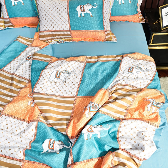 91家纺网 家纺一手货源 找家纺 梦柏 2022新款水洗天丝夏被四件套 法兰西