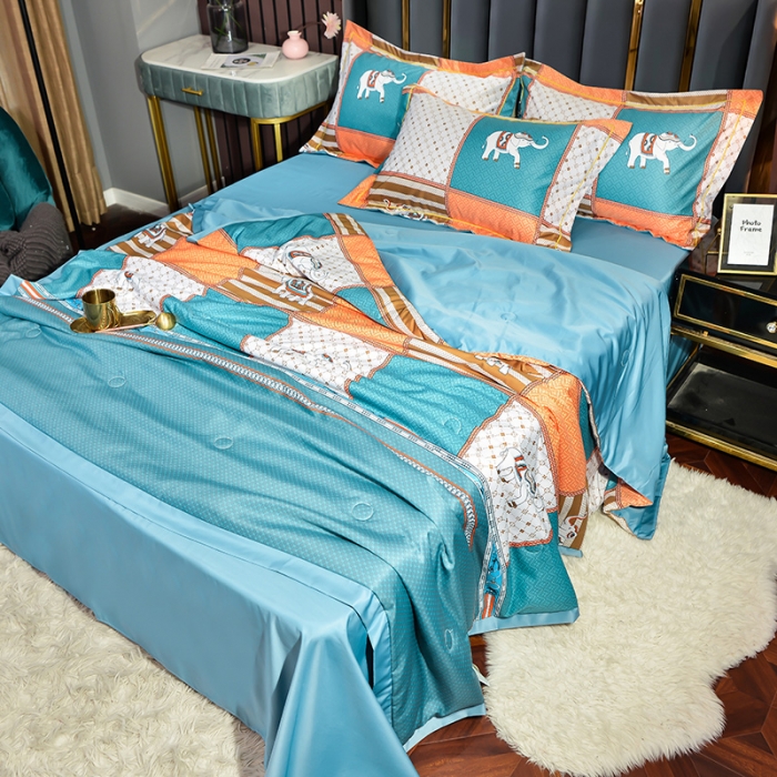 91家纺网 家纺一手货源 找家纺 梦柏 2022新款水洗天丝夏被四件套 法兰西