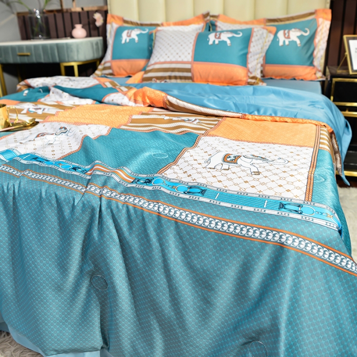 91家纺网 家纺一手货源 找家纺 梦柏 2022新款水洗天丝夏被四件套 法兰西