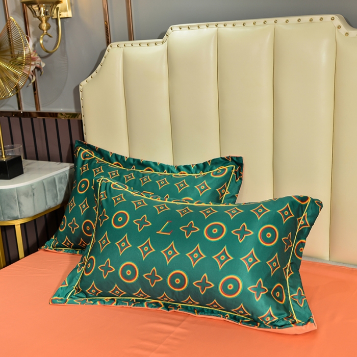 91家纺网 家纺一手货源 找家纺 梦柏 2022新款水洗天丝夏被四件套 梵客绿