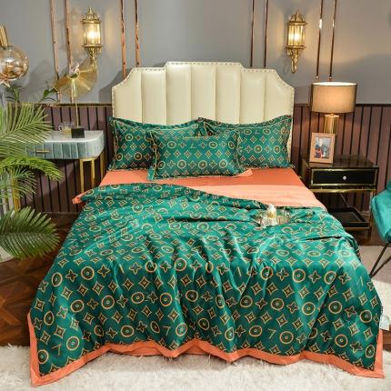 梦柏 2022新款水洗天丝夏被四件套 梵客绿