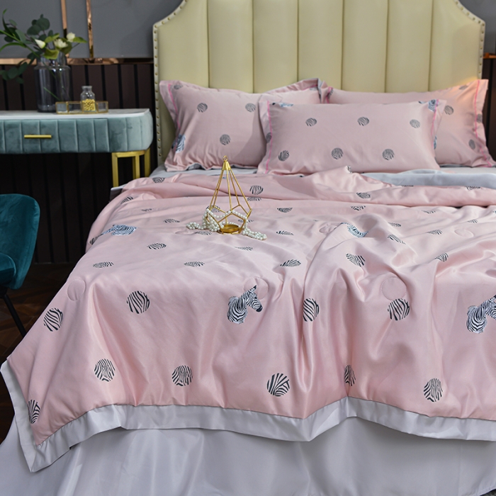 91家纺网 家纺一手货源 找家纺 梦柏 2022新款水洗天丝夏被四件套 格调