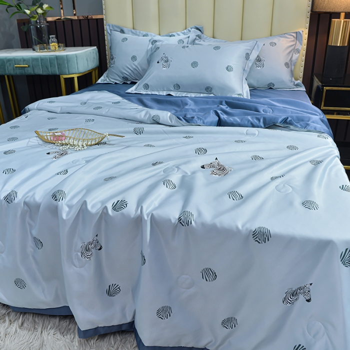 91家纺网 家纺一手货源 找家纺 梦柏 2022新款水洗天丝夏被四件套 格韵