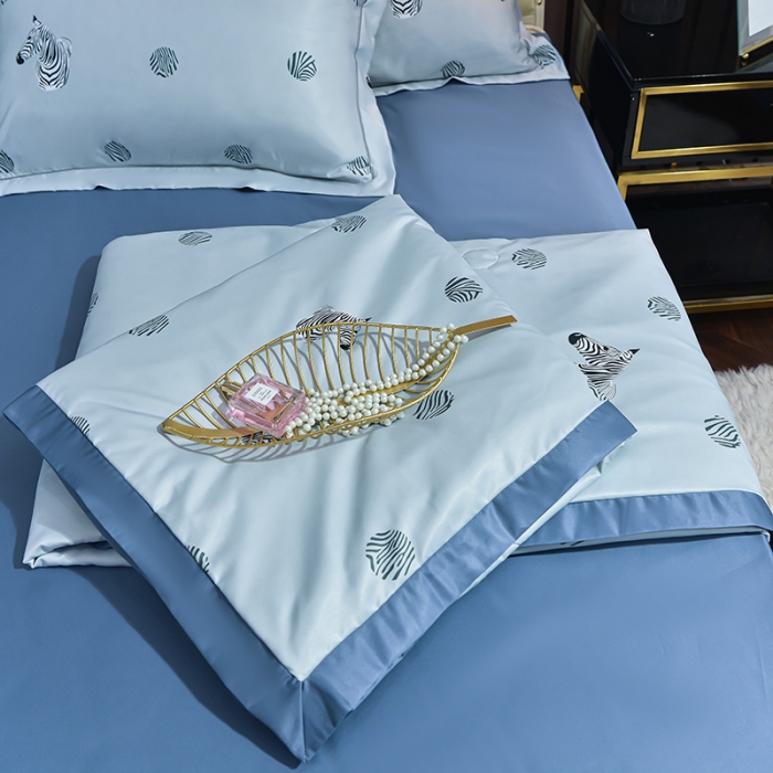 91家纺网 家纺一手货源 找家纺 梦柏 2022新款水洗天丝夏被四件套 格韵