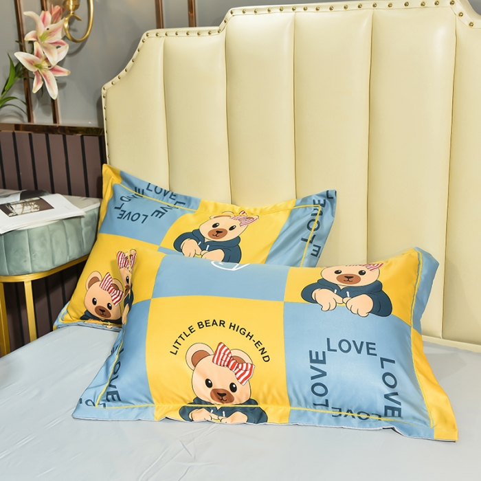 91家纺网 家纺一手货源 找家纺 梦柏 2022新款水洗天丝夏被四件套 乖乖熊