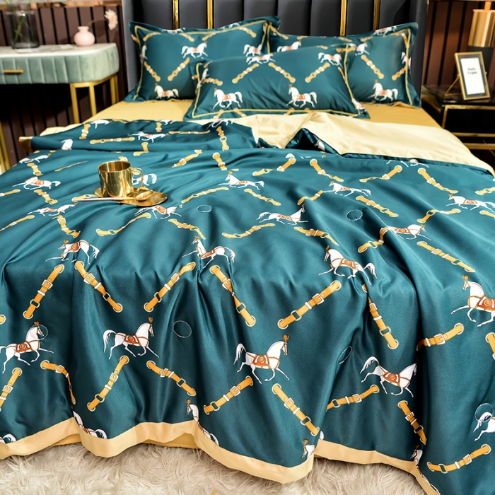 91家纺网 家纺一手货源 找家纺 梦柏 2022新款水洗天丝夏被四件套 悍马