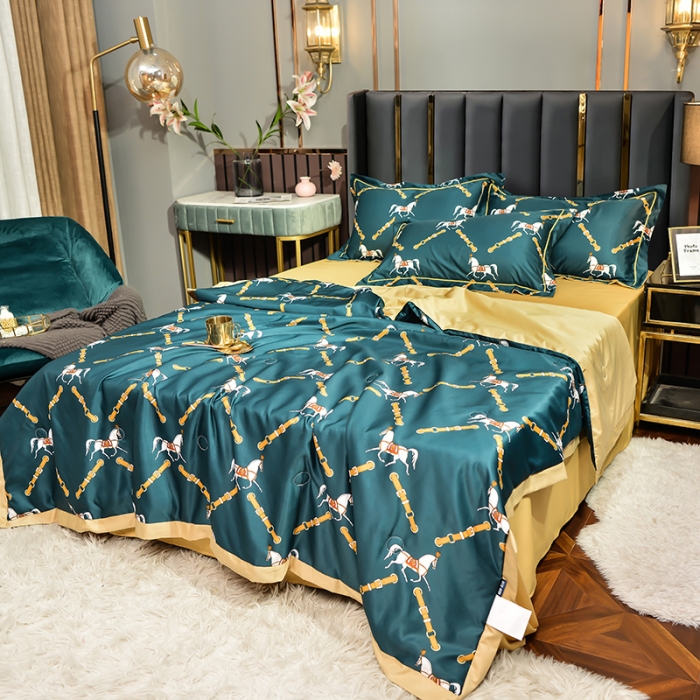 91家纺网 家纺一手货源 找家纺 梦柏 2022新款水洗天丝夏被四件套 悍马