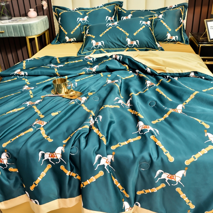 91家纺网 家纺一手货源 找家纺 梦柏 2022新款水洗天丝夏被四件套 悍马