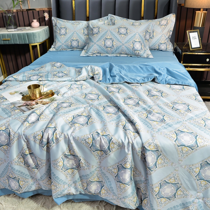 91家纺网 家纺一手货源 找家纺 梦柏 2022新款水洗天丝夏被四件套 卡兰蒂