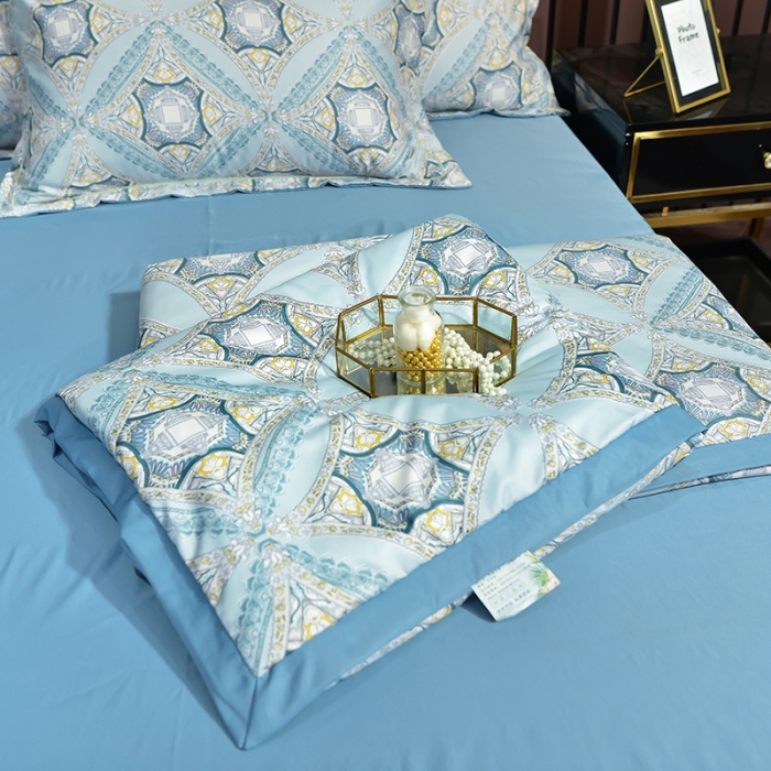 91家纺网 家纺一手货源 找家纺 梦柏 2022新款水洗天丝夏被四件套 卡兰蒂