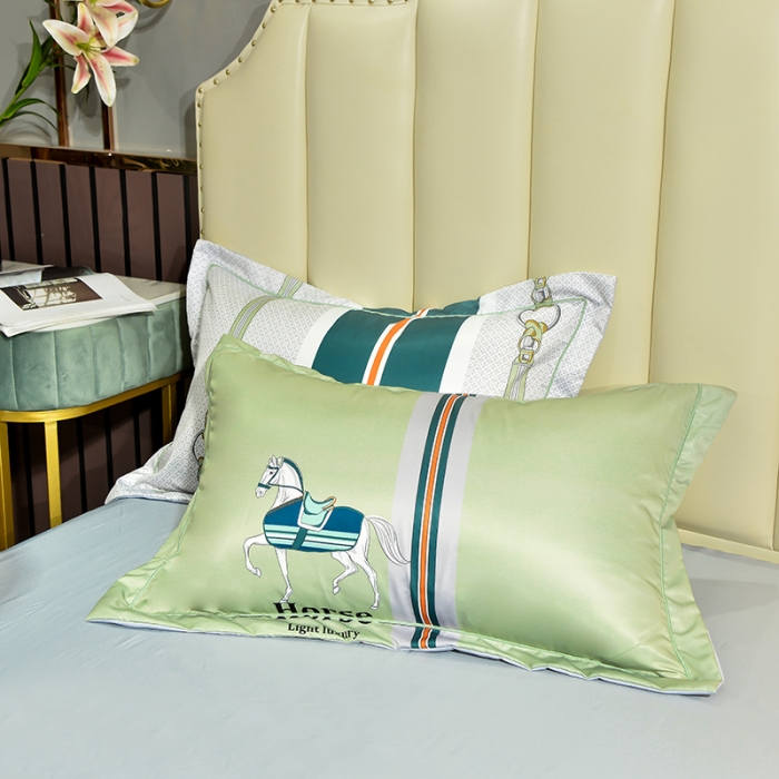 91家纺网 家纺一手货源 找家纺 梦柏 2022新款水洗天丝夏被四件套 凯利（绿）