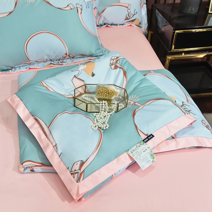 91家纺网 家纺一手货源 找家纺 梦柏 2022新款水洗天丝夏被四件套 可爱鹿