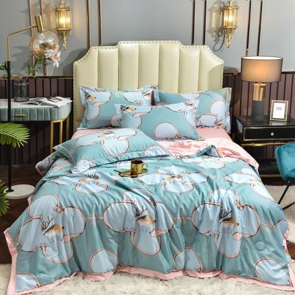 梦柏 2022新款水洗天丝夏被四件套 可爱鹿