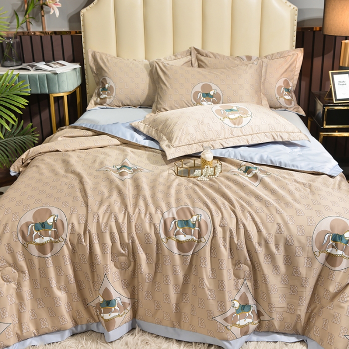 91家纺网 家纺一手货源 找家纺 梦柏 2022新款水洗天丝夏被四件套 罗马