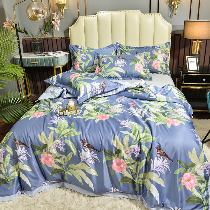 91家纺网 家纺一手货源 找家纺 梦柏 2022新款水洗天丝夏被四件套 罗曼