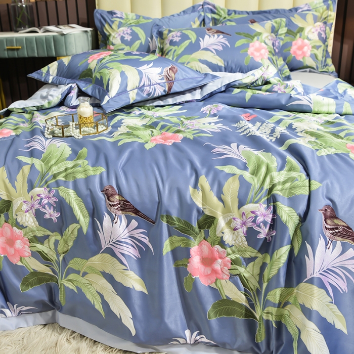 91家纺网 家纺一手货源 找家纺 梦柏 2022新款水洗天丝夏被四件套 罗曼