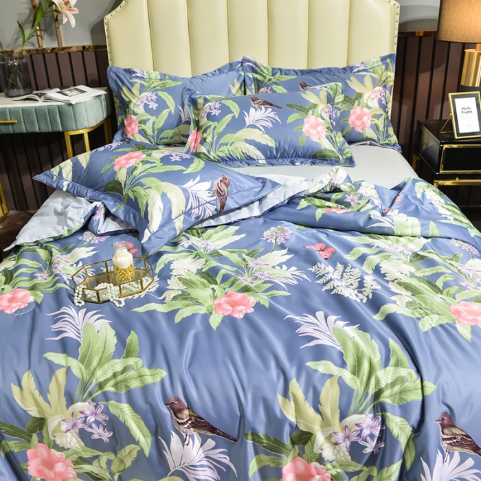 91家纺网 家纺一手货源 找家纺 梦柏 2022新款水洗天丝夏被四件套 罗曼