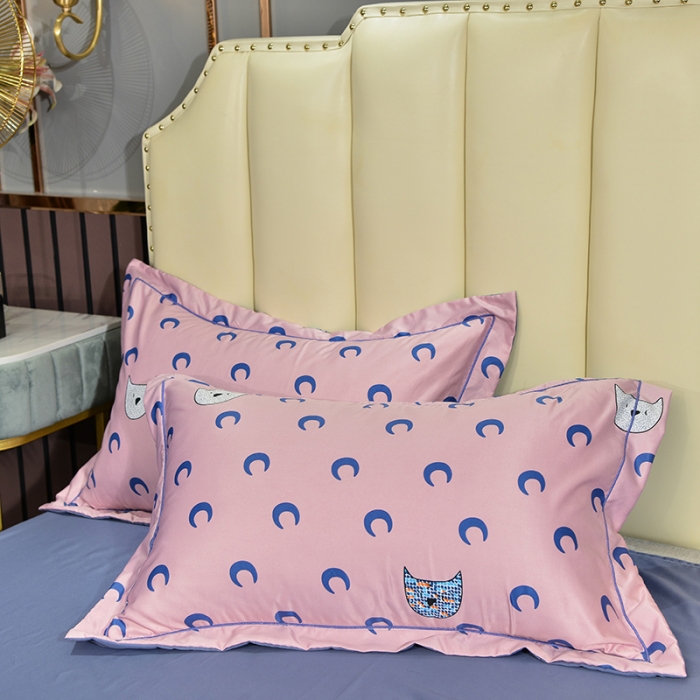 91家纺网 家纺一手货源 找家纺 梦柏 2022新款水洗天丝夏被四件套 月亮猫