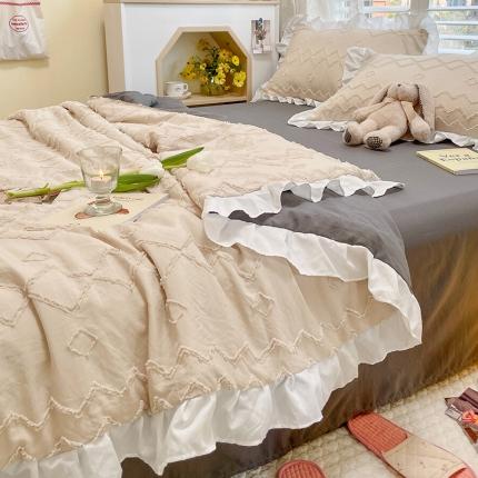 91家纺网 家纺一手货源 找家纺 （总）瑞莱 2023新款韩式剪花13372全棉水洗棉夏凉被四件套