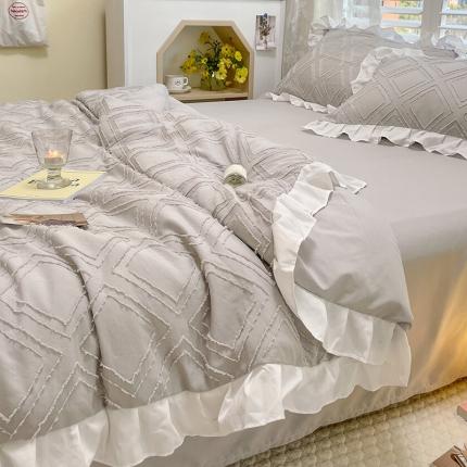 91家纺网 家纺一手货源 找家纺 （总）瑞莱 2023新款韩式剪花13372全棉水洗棉夏凉被四件套