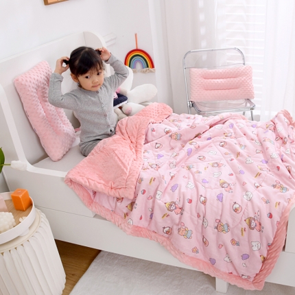 91家纺网 家纺一手货源 找家纺 幼儿园宝宝全棉纱布夏凉被儿童纱布豆豆绒小被子婴儿夏季豆豆毯子