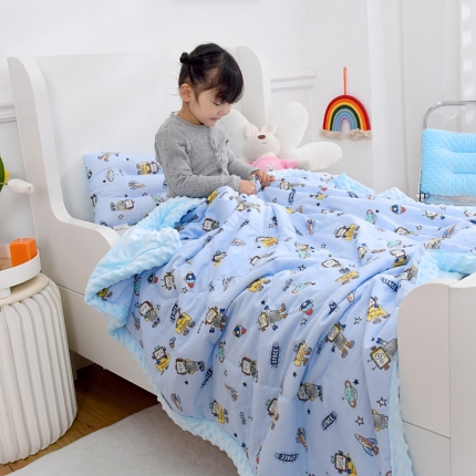 91家纺网 家纺一手货源 找家纺 幼儿园宝宝全棉纱布夏凉被儿童纱布豆豆绒小被子婴儿夏季豆豆毯子