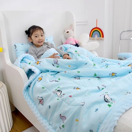 91家纺网 家纺一手货源 找家纺 幼儿园宝宝全棉纱布夏凉被儿童纱布豆豆绒小被子婴儿夏季豆豆毯子