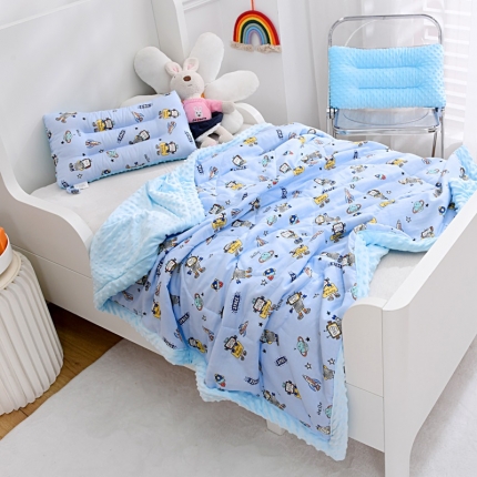 91家纺网 家纺一手货源 找家纺 幼儿园宝宝全棉纱布夏凉被儿童纱布豆豆绒小被子婴儿夏季豆豆毯子