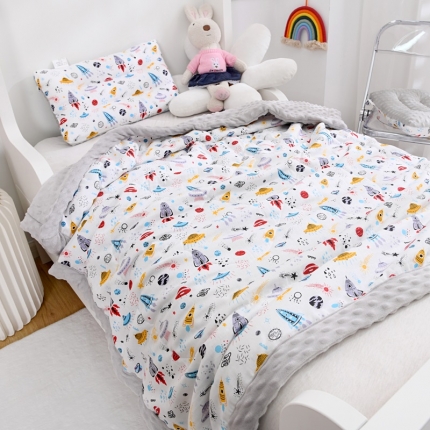 91家纺网 家纺一手货源 找家纺 幼儿园宝宝全棉纱布夏凉被儿童纱布豆豆绒小被子婴儿夏季豆豆毯子