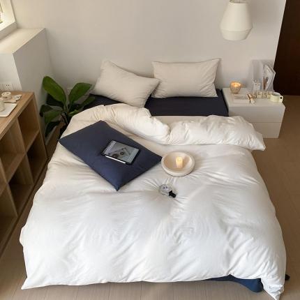纯色酒店全棉水洗棉三件套纯棉床单被套床上用品  