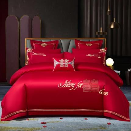 91家纺网 家纺一手货源 找家纺 博之洋婚庆 新款全棉绣花婚庆四件套 一见倾心