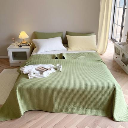 双面韩国全棉水洗棉床盖三件套夹棉床单纯棉绗缝被床垫保护盖 极简牛油果