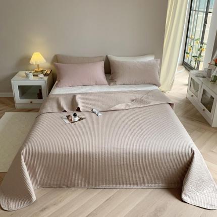 双面韩国全棉水洗棉床盖三件套夹棉床单纯棉绗缝被床垫保护盖 极简纸棕