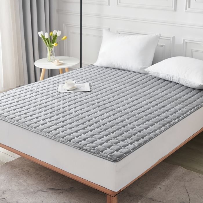 91家纺网 家纺一手货源 找家纺 啊雅家居 2025新款加厚磨毛亲肤床护垫 灰色