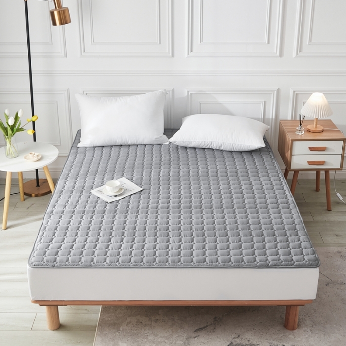 91家纺网 家纺一手货源 找家纺 啊雅家居 2025新款加厚磨毛亲肤床护垫 灰色