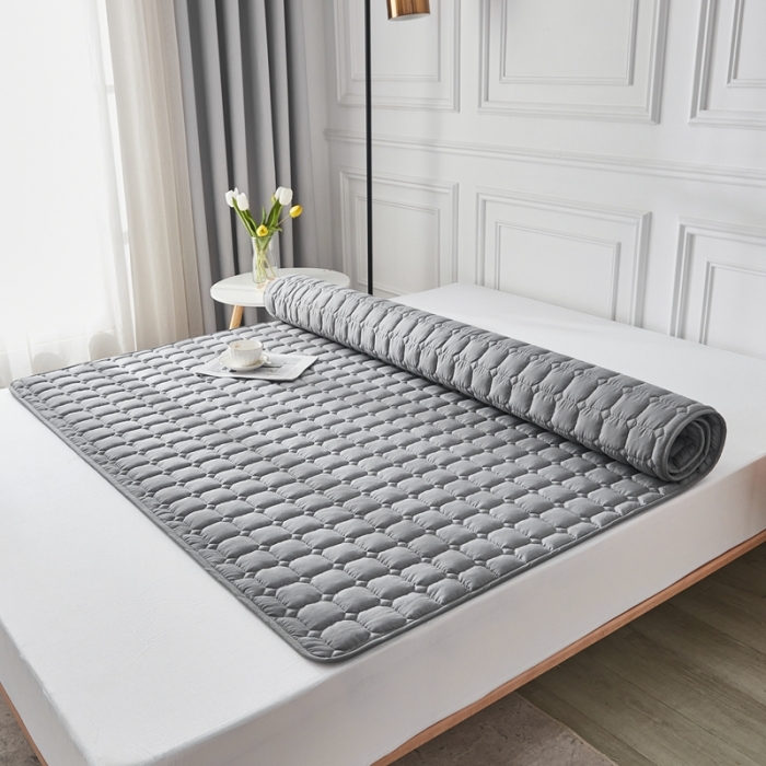 91家纺网 家纺一手货源 找家纺 啊雅家居 2025新款加厚磨毛亲肤床护垫 灰色