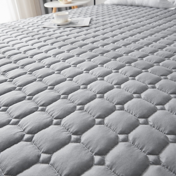 91家纺网 家纺一手货源 找家纺 啊雅家居 2025新款加厚磨毛亲肤床护垫 灰色