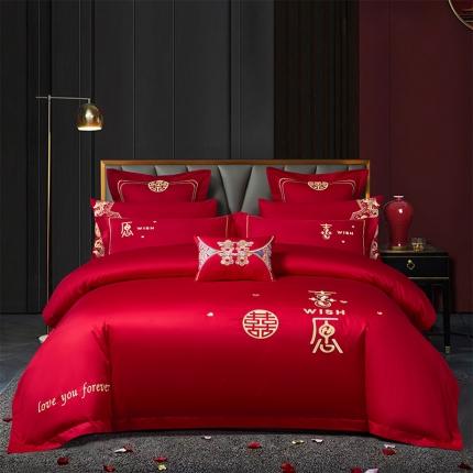 91家纺网 家纺一手货源 找家纺 博之洋婚庆 2022新款全棉刺绣婚庆四件套 浪漫婚礼