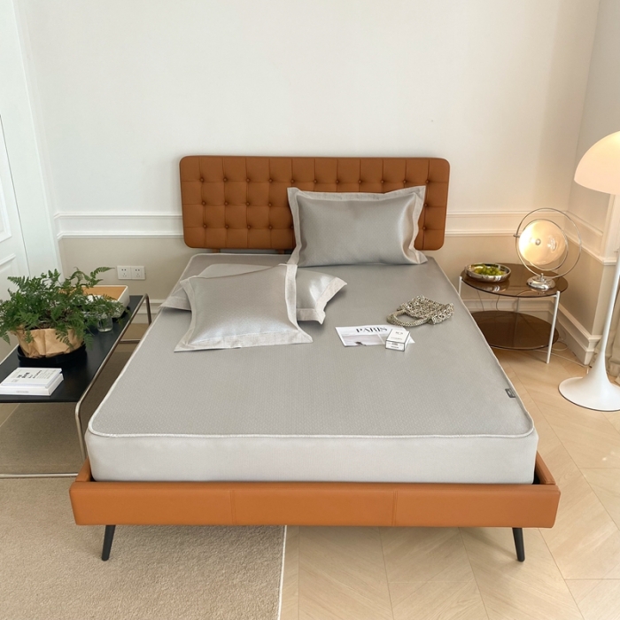 91家纺网 家纺一手货源 找家纺 本希 2022新款高端床笠款水洗冰丝席-简约款 S纹-咖床笠款