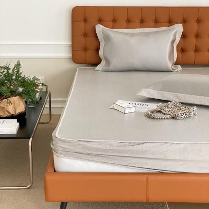 本希 2022新款高端床笠款水洗冰丝席-简约款 S纹-咖床笠款