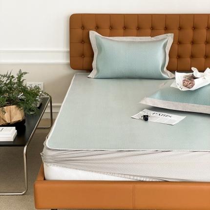 本希 2022新款高端床笠款水洗冰丝席-简约款 S纹-绿床笠款