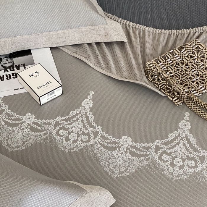 91家纺网 家纺一手货源 找家纺 本希 2022新款高端床笠款水洗冰丝席-简约款 蕾丝-灰床笠款