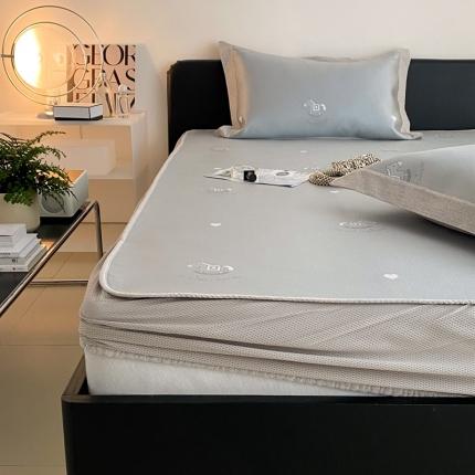 本希 2022新款高端床笠款水洗冰丝席-简约款 小马-绅士灰床笠款