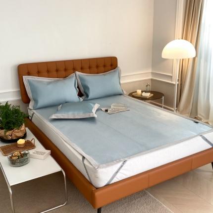 91家纺网 家纺一手货源 找家纺 本希 2022新款高端床席款水洗冰丝席-简约款 S纹-绿床席款