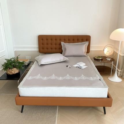 91家纺网 家纺一手货源 找家纺 本希 2022新款高端床席款水洗冰丝席-简约款 蕾丝-粉床席款