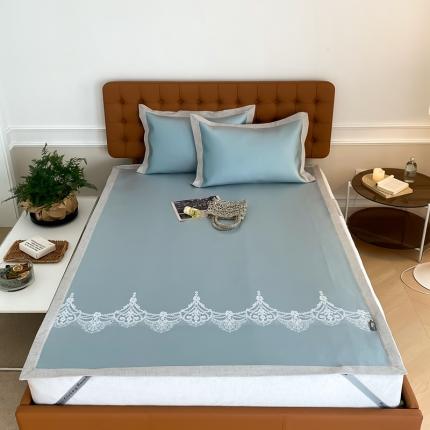 本希 2022新款高端床席款水洗冰丝席-简约款 蕾丝-绿床席款