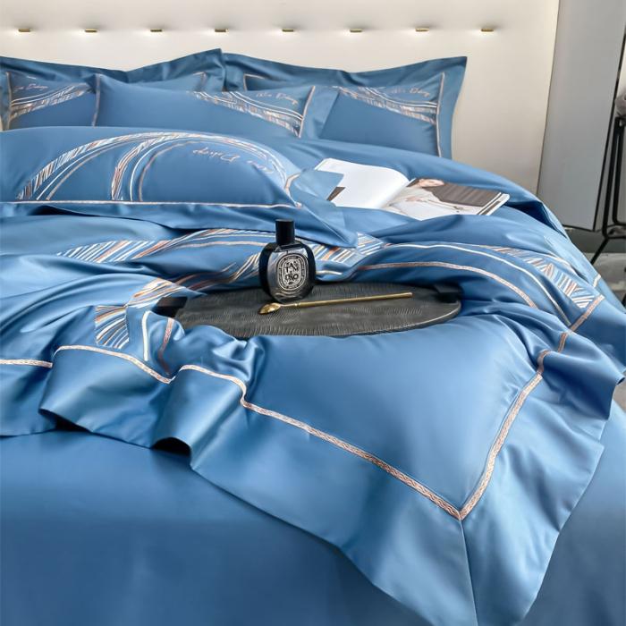 91家纺网 家纺一手货源 找家纺 200支新款长绒棉宽边刺绣四件套